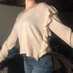 Off white light weight sweater asymmetrical